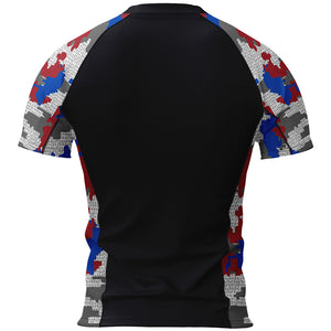 Jiu Jitsu Rash Guard – Red/White/Blue Camo