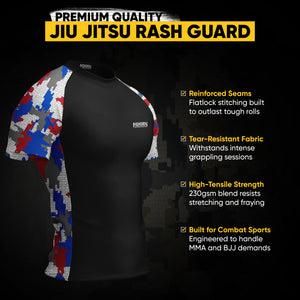 Jiu Jitsu Rash Guard – Red/White/Blue Camo