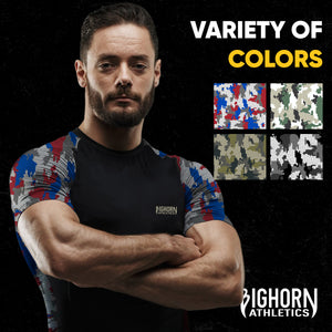 Jiu Jitsu Rash Guard – Red/White/Blue Camo