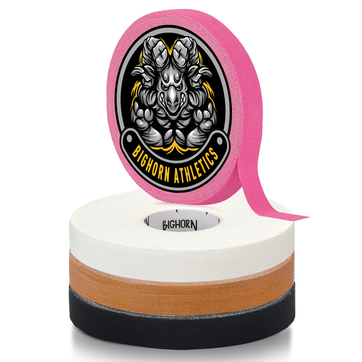 Premium Competition Finger Tape, 4-Rolls, Black, White, Pink, Nude