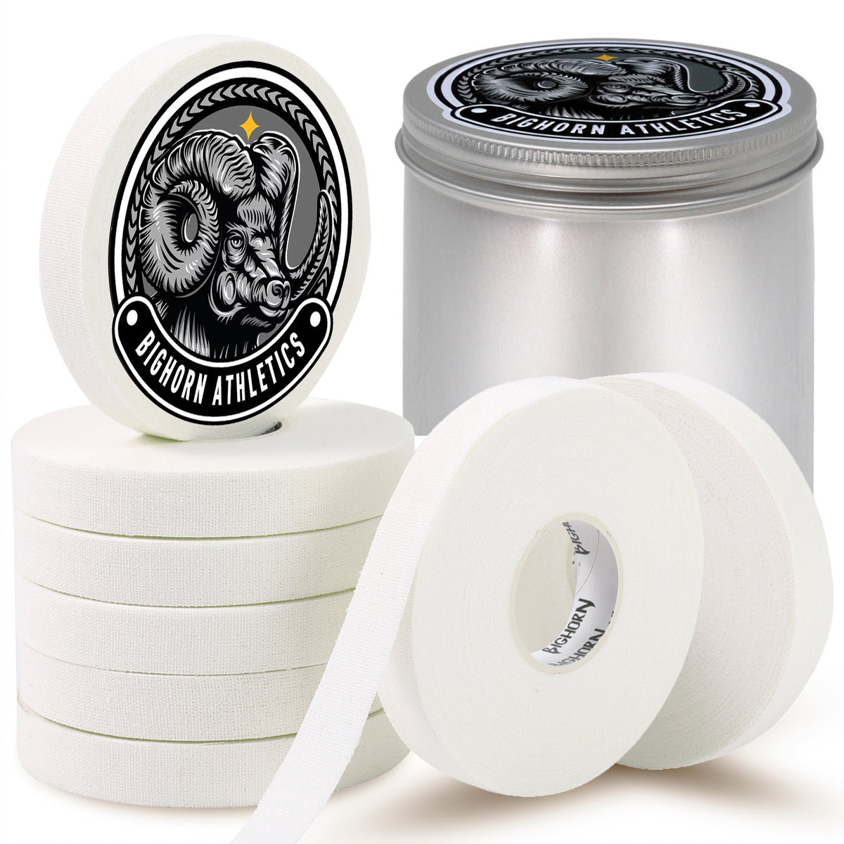 Jiu Jitsu Finger Tape with Tin Case, 8-Rolls, White