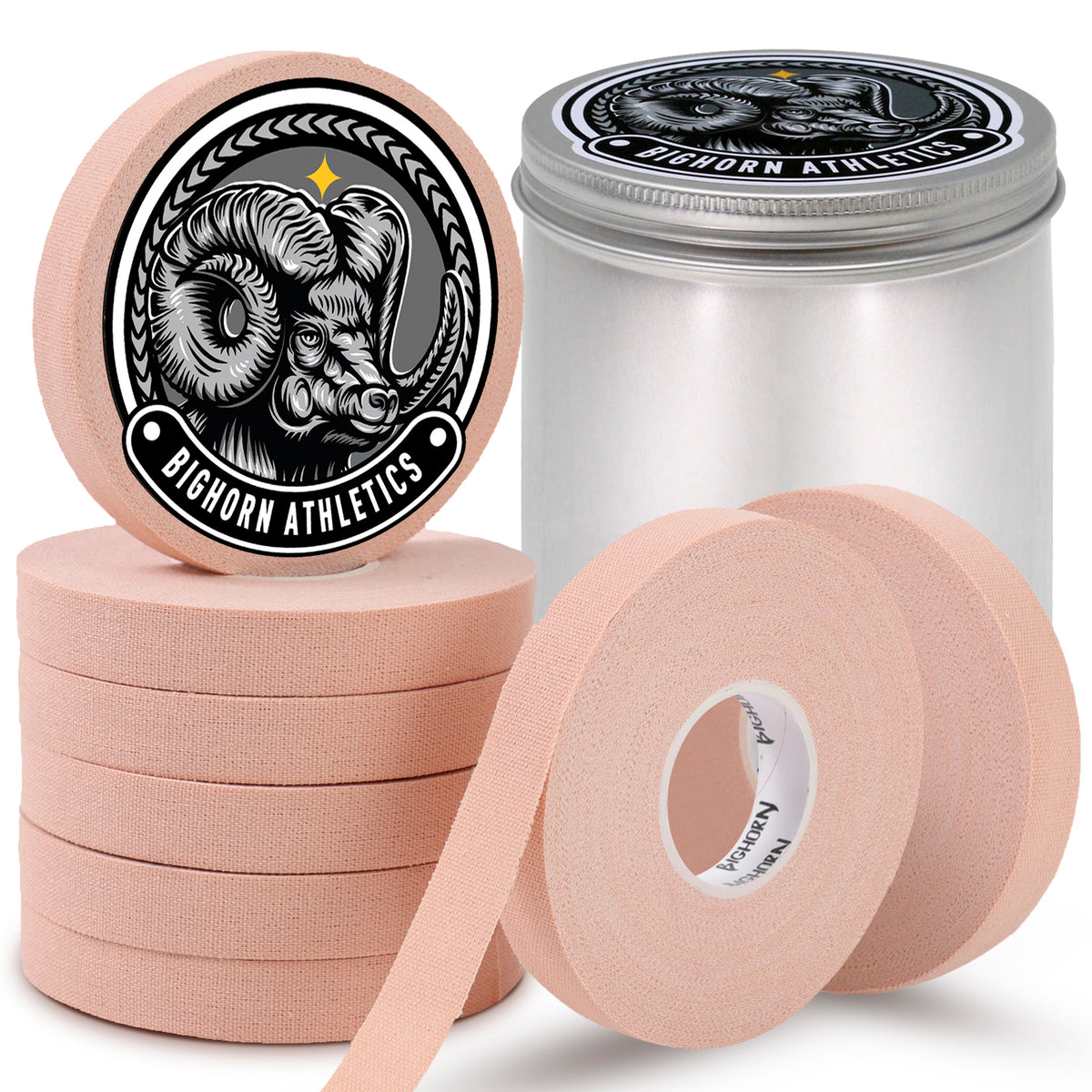 Jiu Jitsu Finger Tape with Tin Case, 8-Rolls, Nude