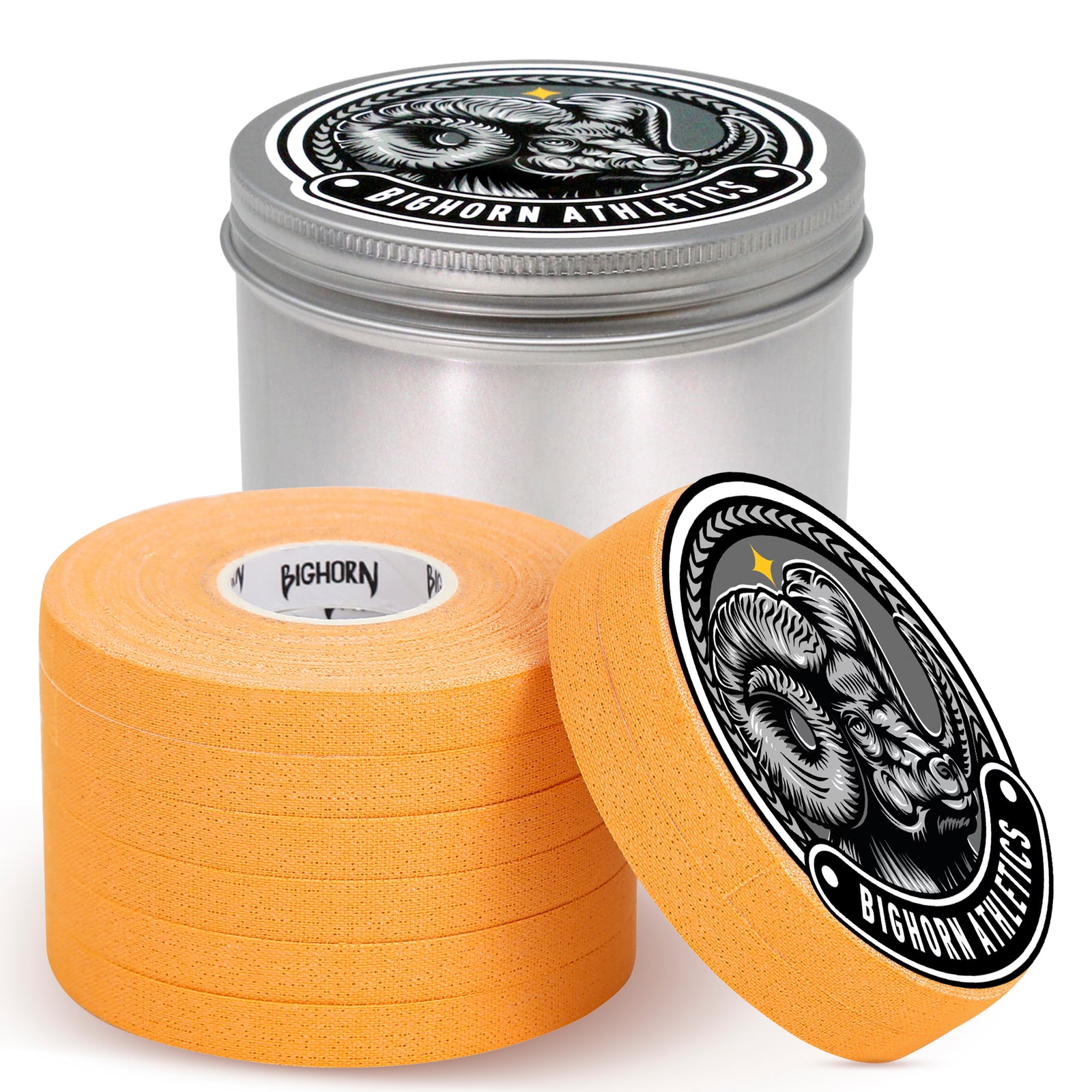 Jiu Jitsu Finger Tape with Tin Case, 8-Rolls, 0.3-Inch, Orange