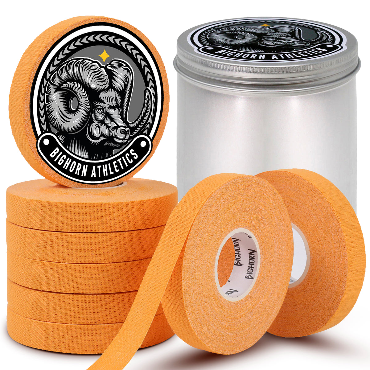 Jiu Jitsu Finger Tape with Tin Case, 8-Rolls, Orange