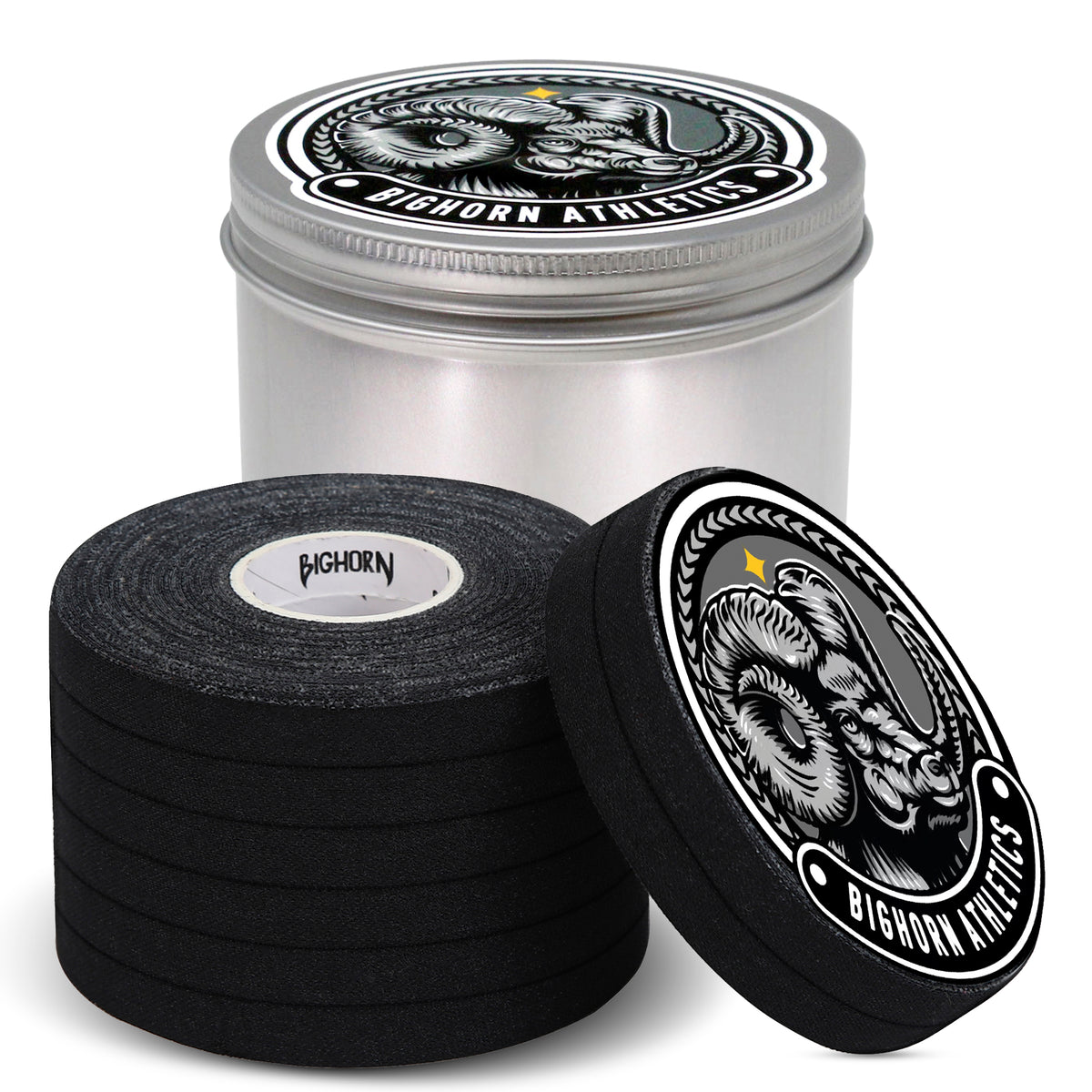 Jiu Jitsu Finger Tape with Tin Case, 8-Rolls, Black