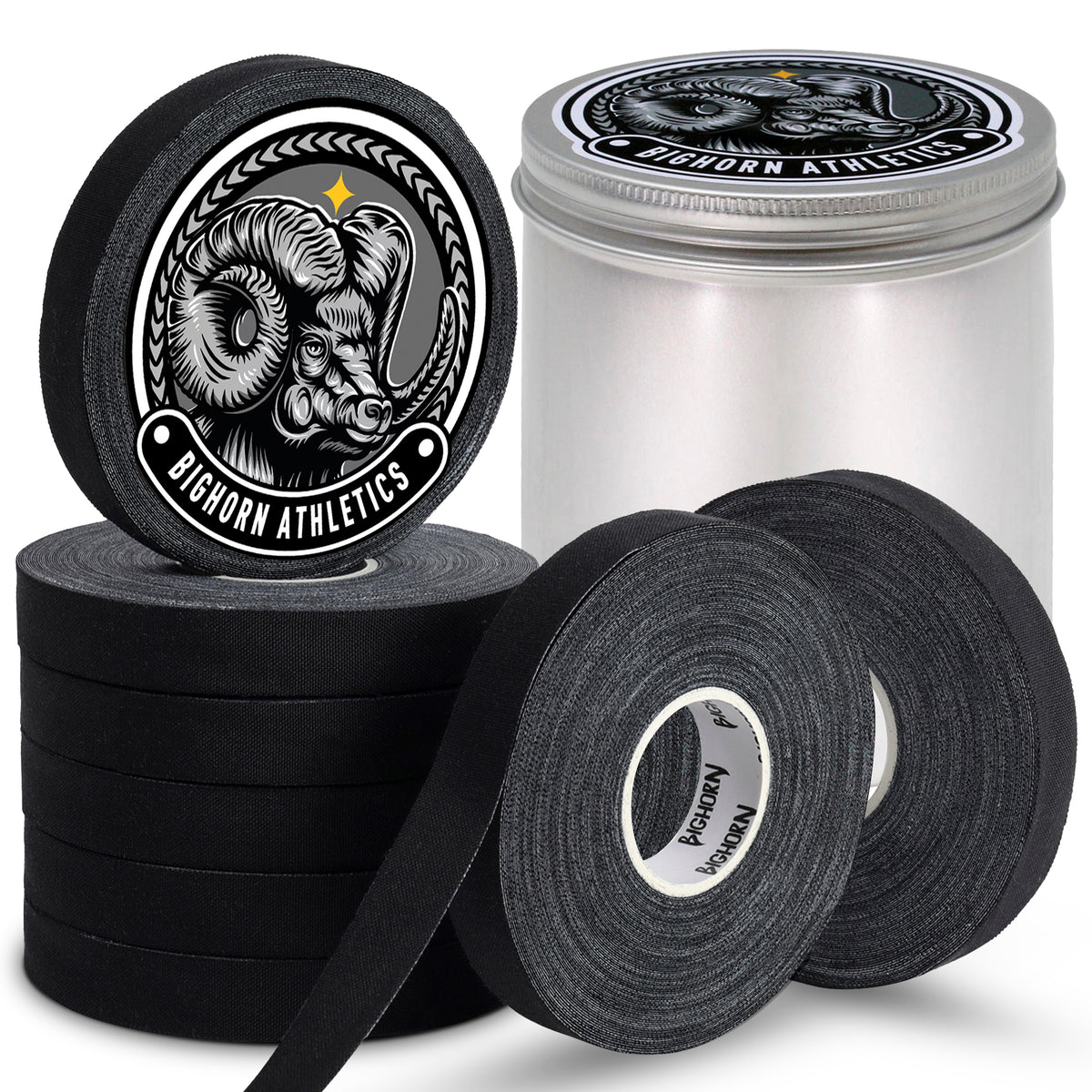 Jiu Jitsu Finger Tape with Tin Case, 8-Rolls, Black