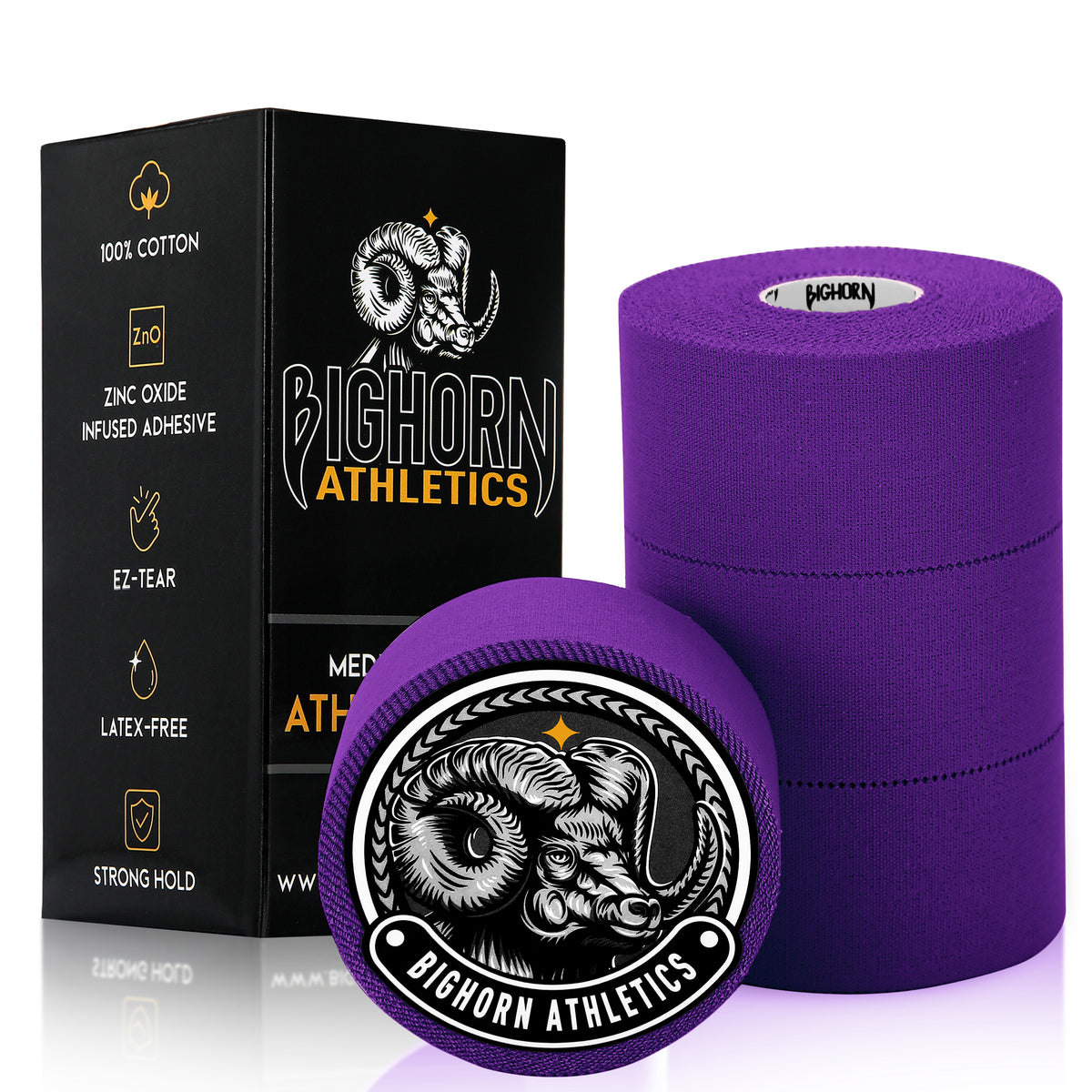 EZ-Tear Athletic Sports Tape, 1.5-Inch x 45-feet, 4-Rolls (Purple)