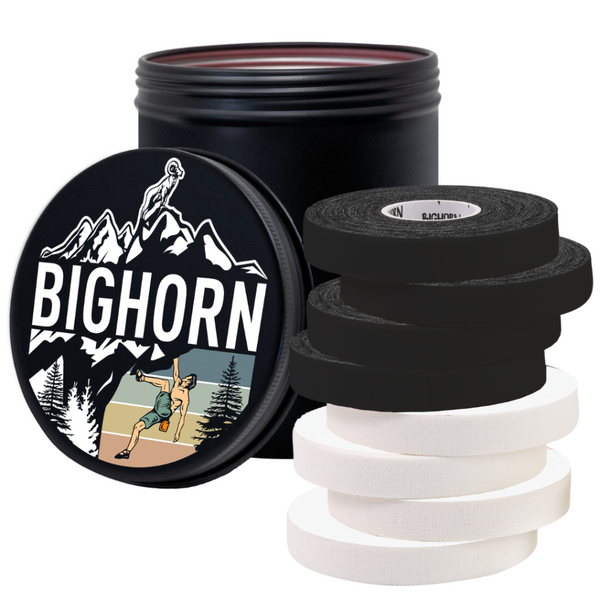 Climbing Finger Tape with Male Tin Canister, 0.5-Inch x 45-feet, 8-Rolls, Black & White