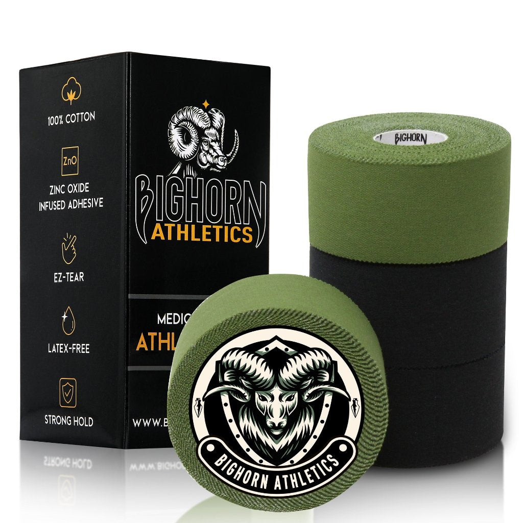 EZ-Tear Athletic Sports Tape, 1.5-Inch x 45-feet, 4-Rolls (Military Green &amp; Black)