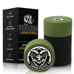 EZ-Tear Athletic Sports Tape, 1.5-Inch x 45-feet, 4-Rolls (Military Green & Black)