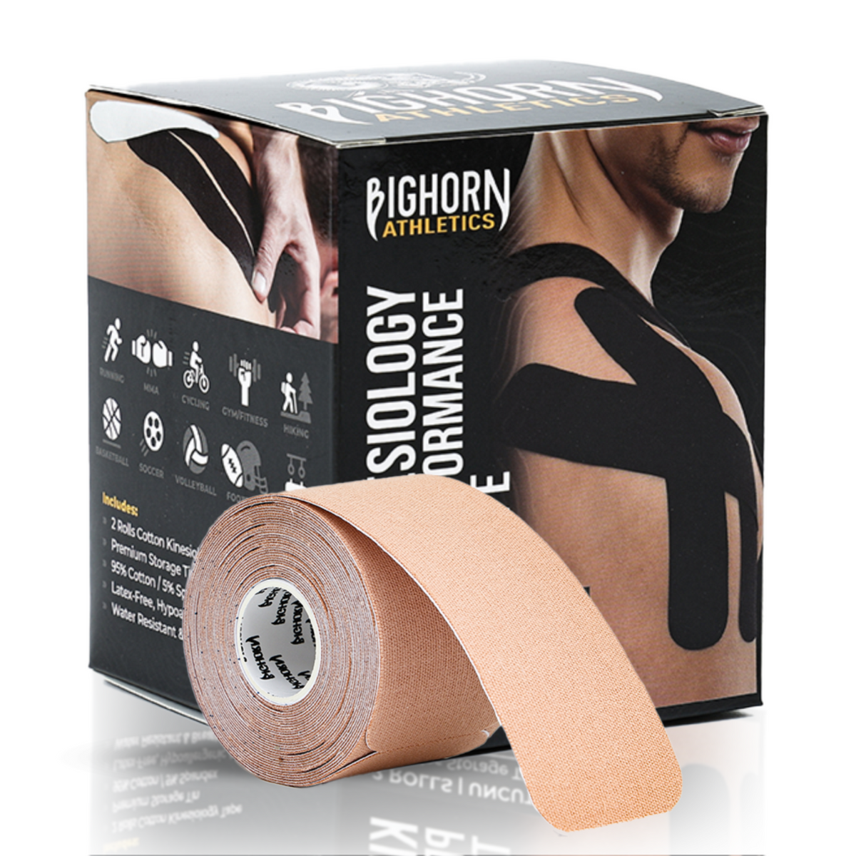 Pre-Cut Kinesiology Tape — 2 Rolls (40 Strips) | Waterproof Athletic Support Tape | Nude