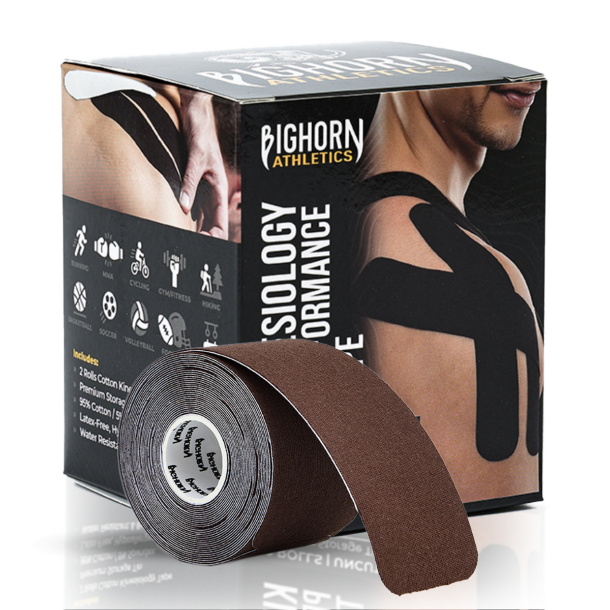 Pre-Cut Kinesiology Tape — 2 Rolls (40 Strips) | Waterproof Athletic Support Tape | Cocoa