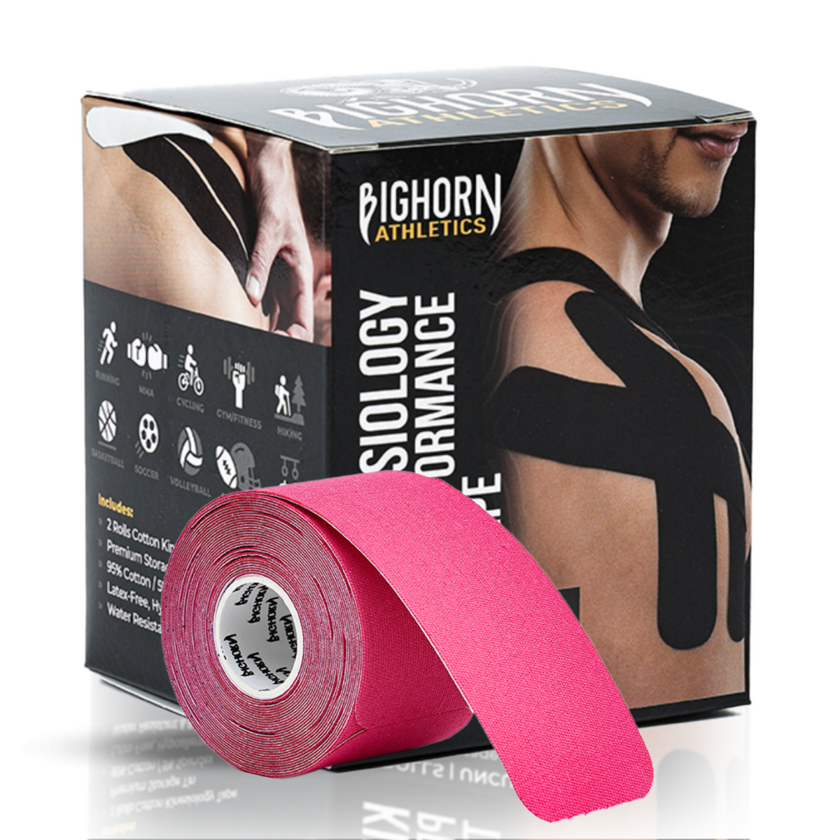 Pre-Cut Kinesiology Tape — 2 Rolls (40 Strips) | Waterproof Athletic Support Tape | Pink