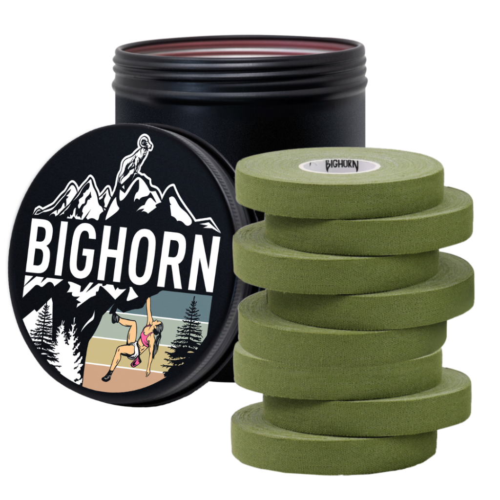 Climbing Finger Tape with Tin Canister, 0.5-Inch x 45-feet, 8-Rolls, Military Green