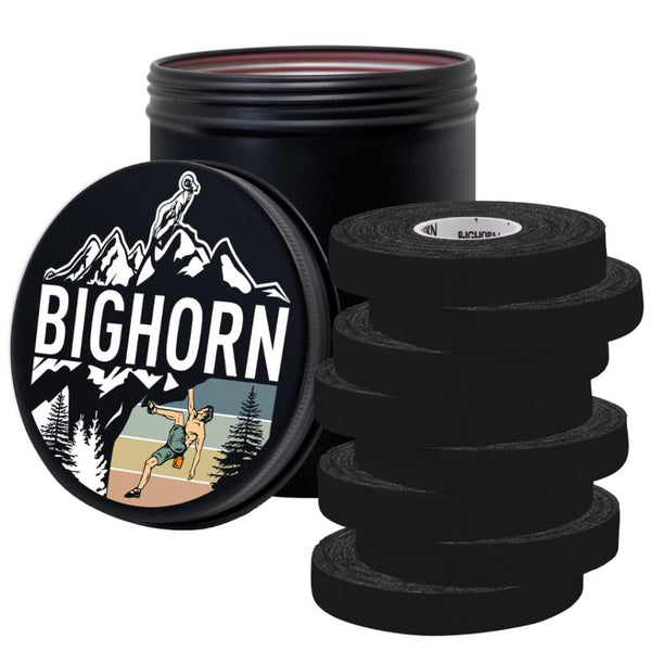 Climbing Finger Tape with Male Tin Canister, 0.5-Inch x 45-feet, 8-Rolls, Black