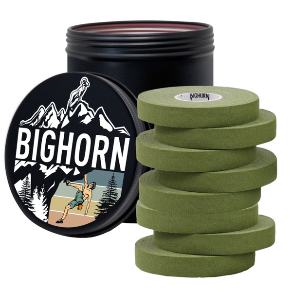 Climbing Finger Tape with Male Tin Canister, 0.5-Inch x 45-feet, 8-Rolls, Military Green