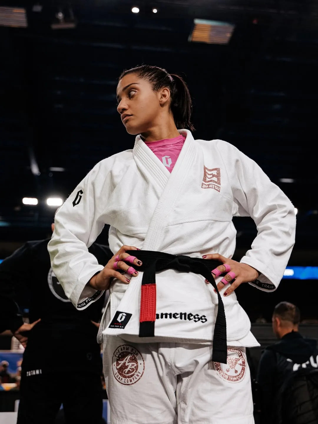 ARISSA_DIAS Brazilian Jiu-Jitsu (BJJ) uniform with a black belt 