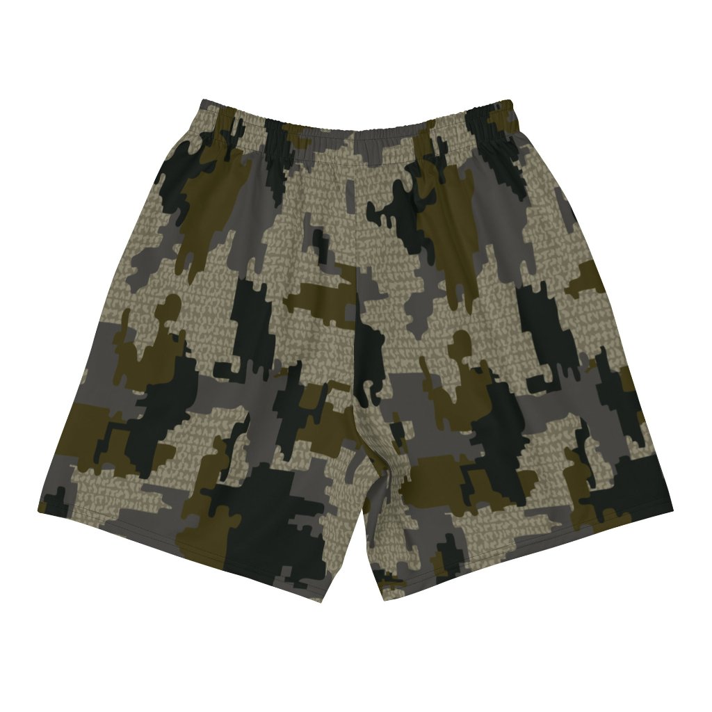 &quot;The Warrior&quot; Men&#39;s Athletic Training Shorts (Dark Green Camo)