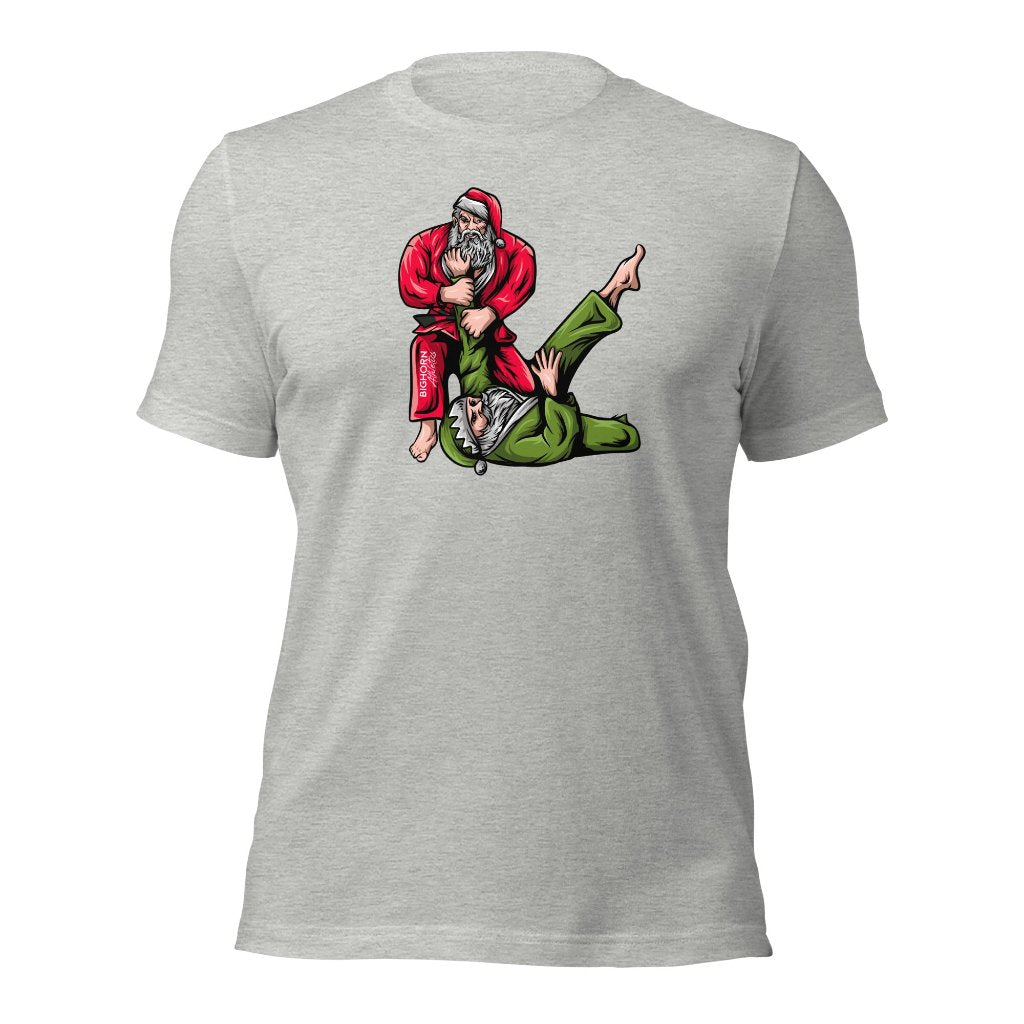 Jingle Throws &amp; Santa Rolls Tee – A Festive Brawl for the Jiu Jitsu Haul (Grey)