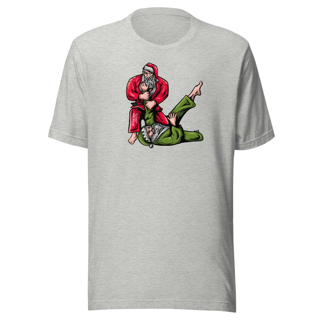 Jingle Throws &amp; Santa Rolls Tee – A Festive Brawl for the Jiu Jitsu Haul (Grey)