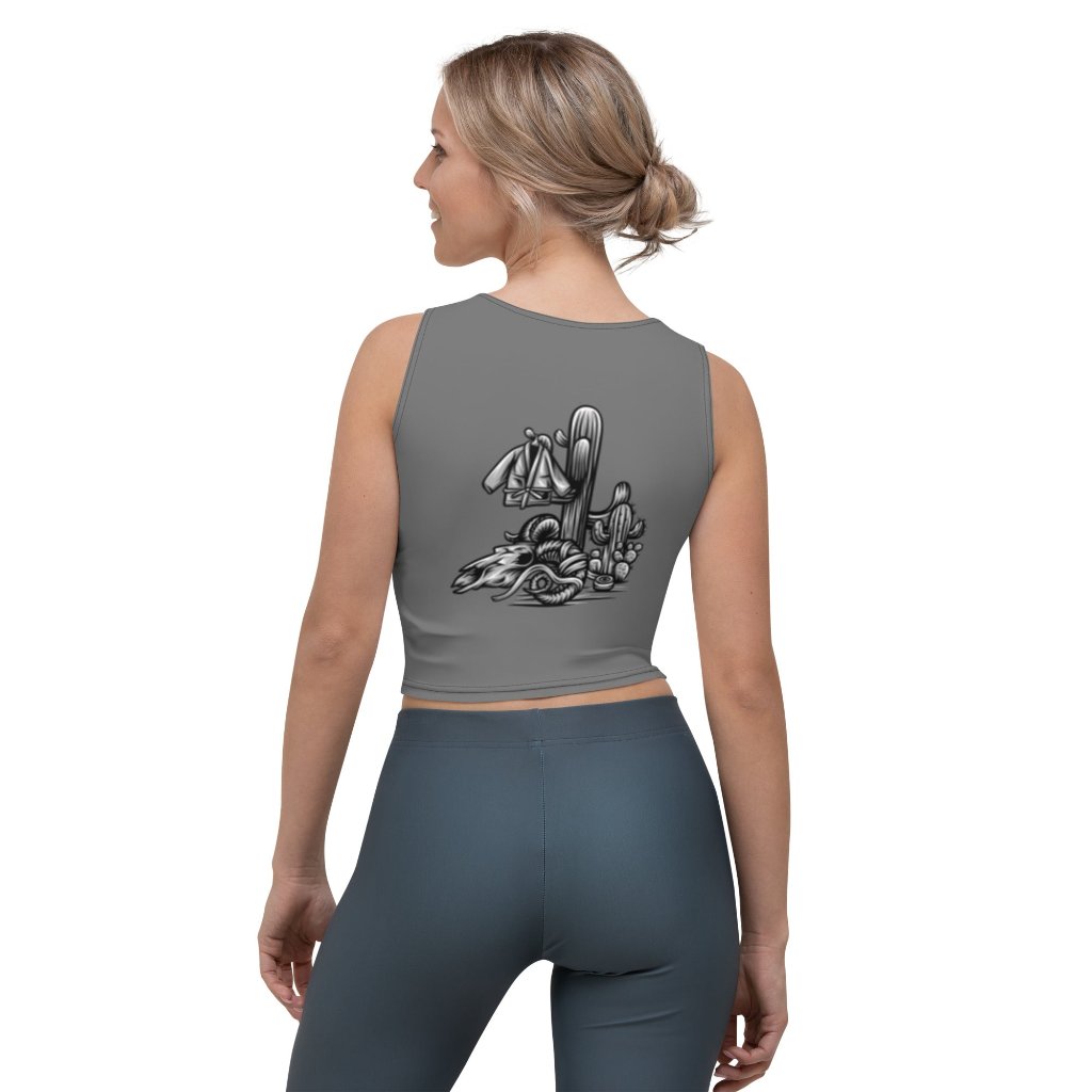 &quot;Desert Tough Jiu Jitsu&quot; Women&#39;s Workout Crop Top (Grey)