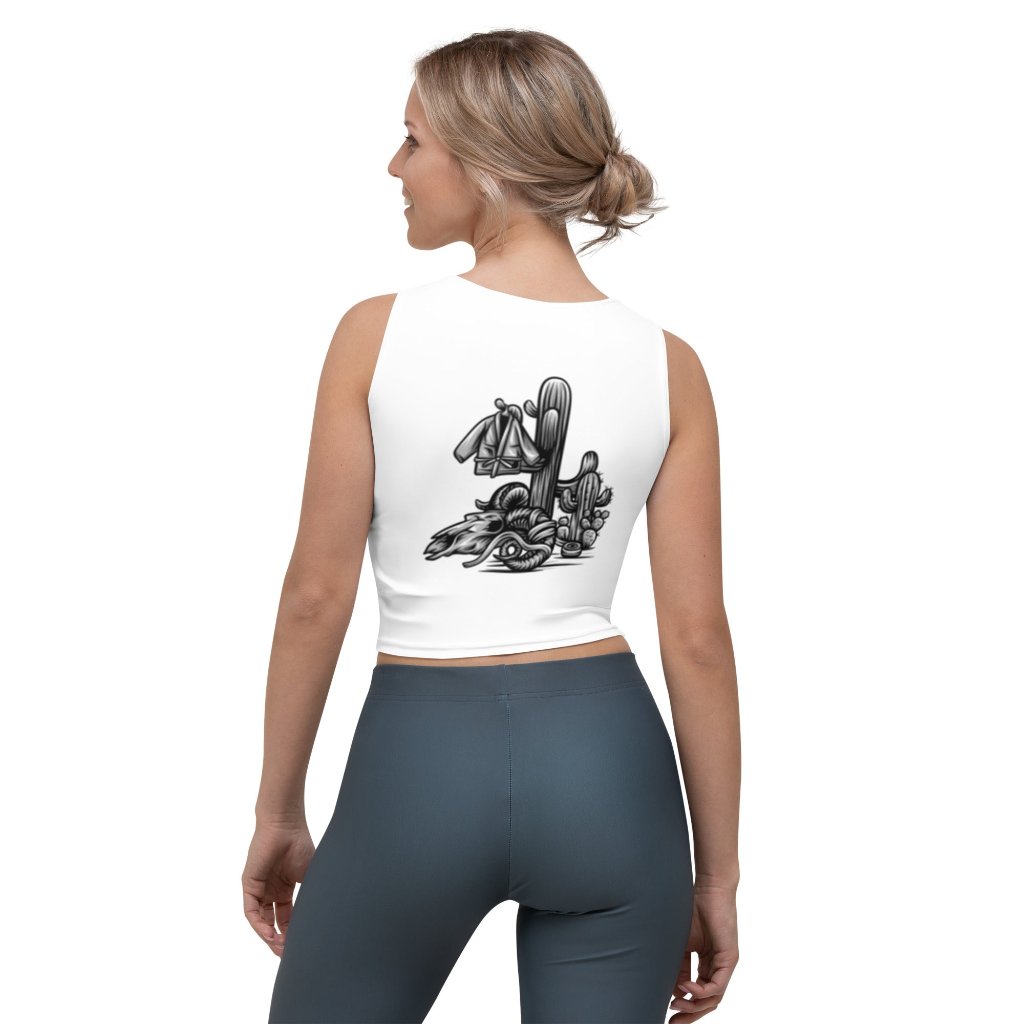 &quot;Desert Tough Jiu Jitsu&quot; Women&#39;s Workout Crop Top (White)