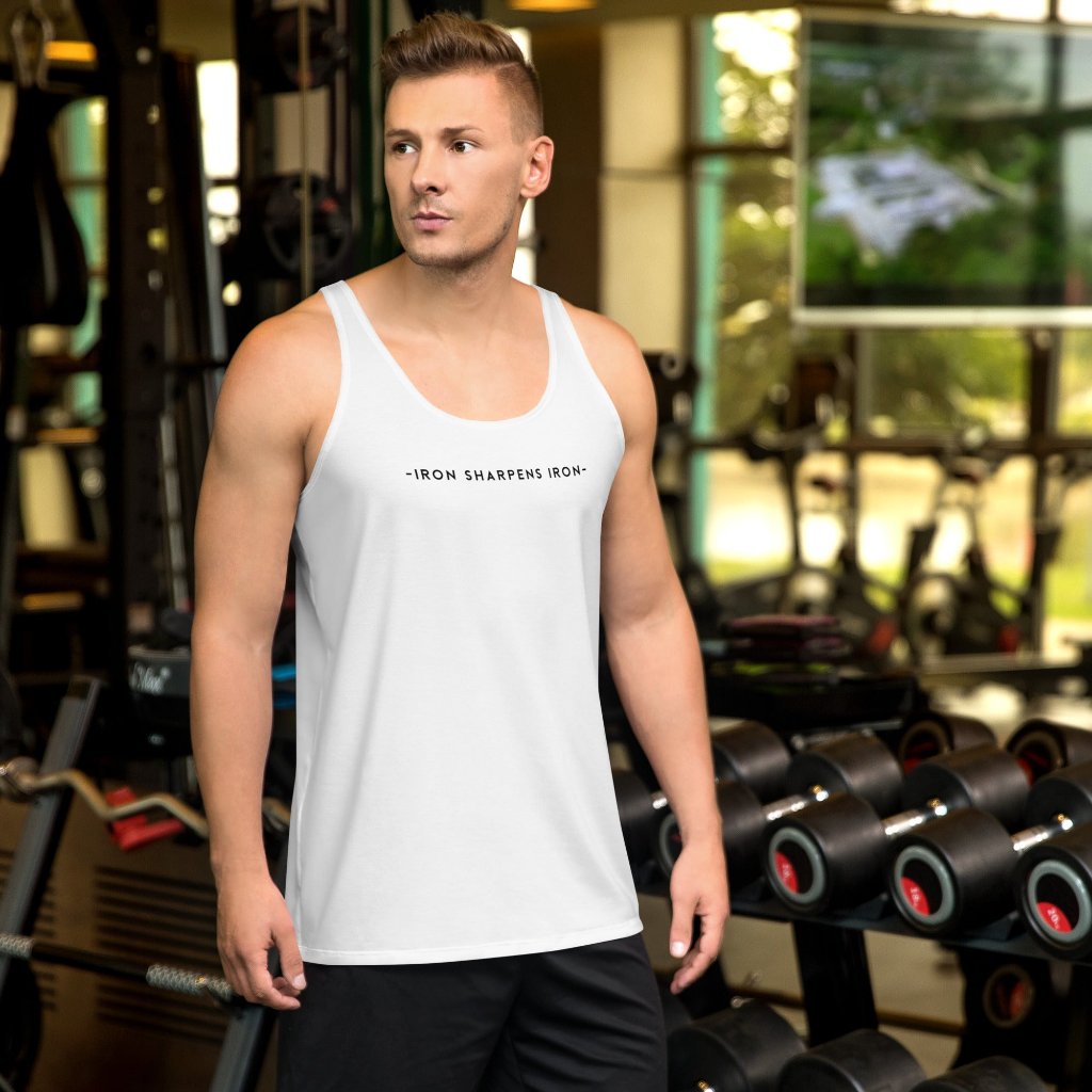 &quot;Iron Sharpens Iron&quot; Athletic Tank Top (White)