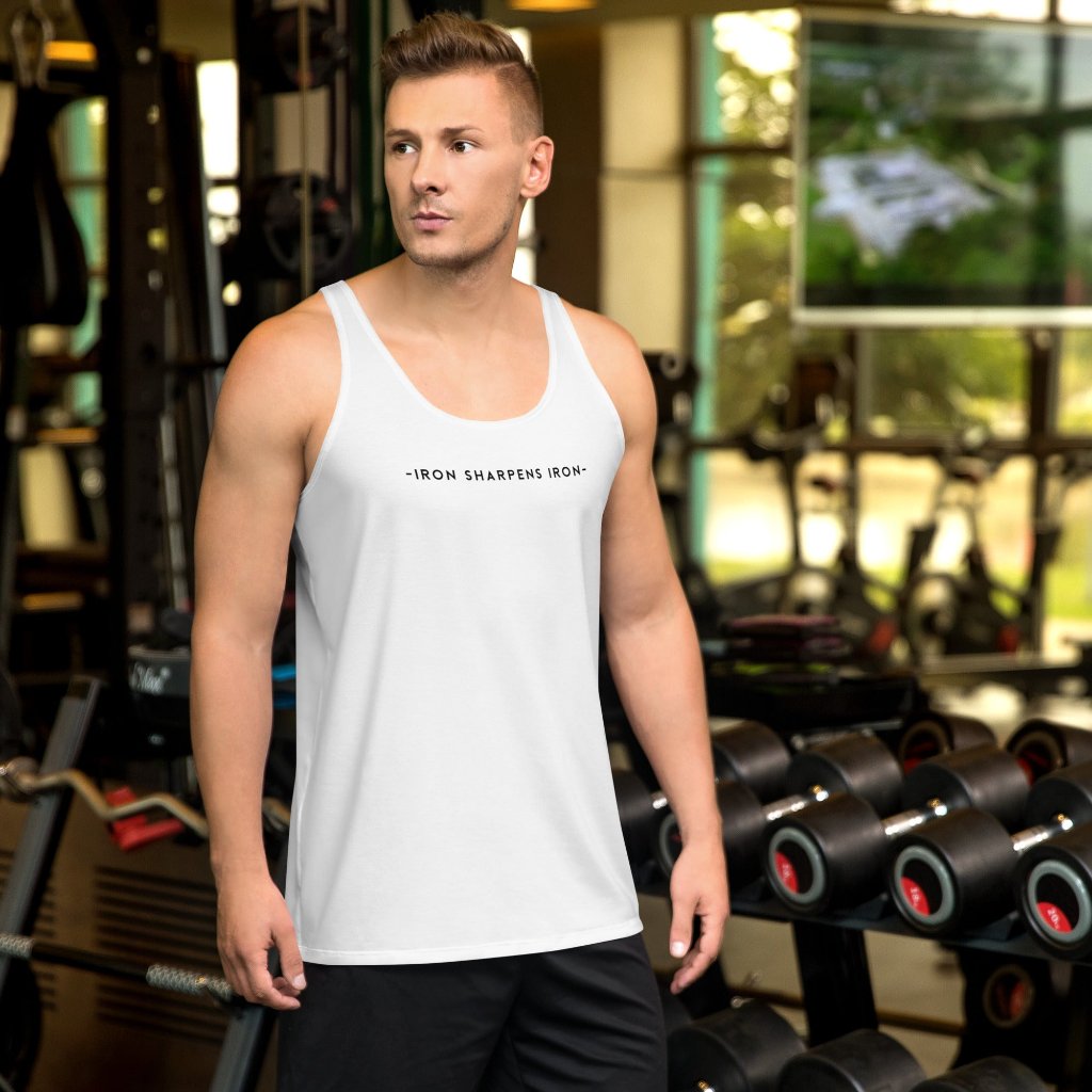 "Iron Sharpens Iron" Athletic Tank Top (White)