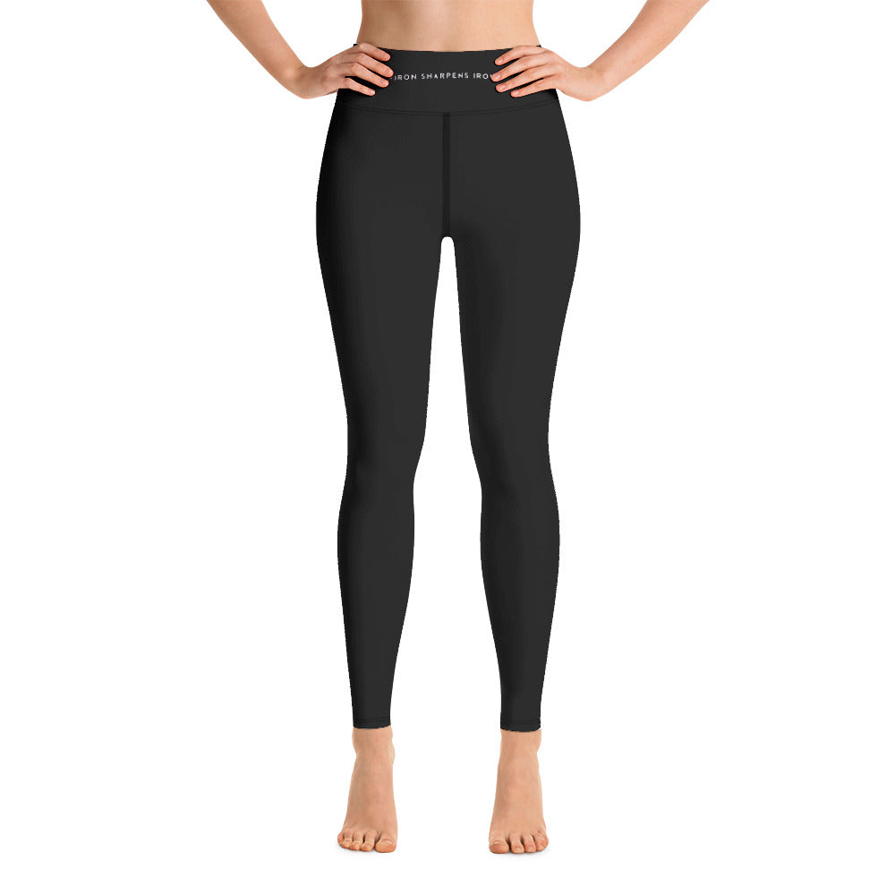 &quot;Iron Sharpens Iron&quot; Women&#39;s Yoga Leggings with Pockets (Black)