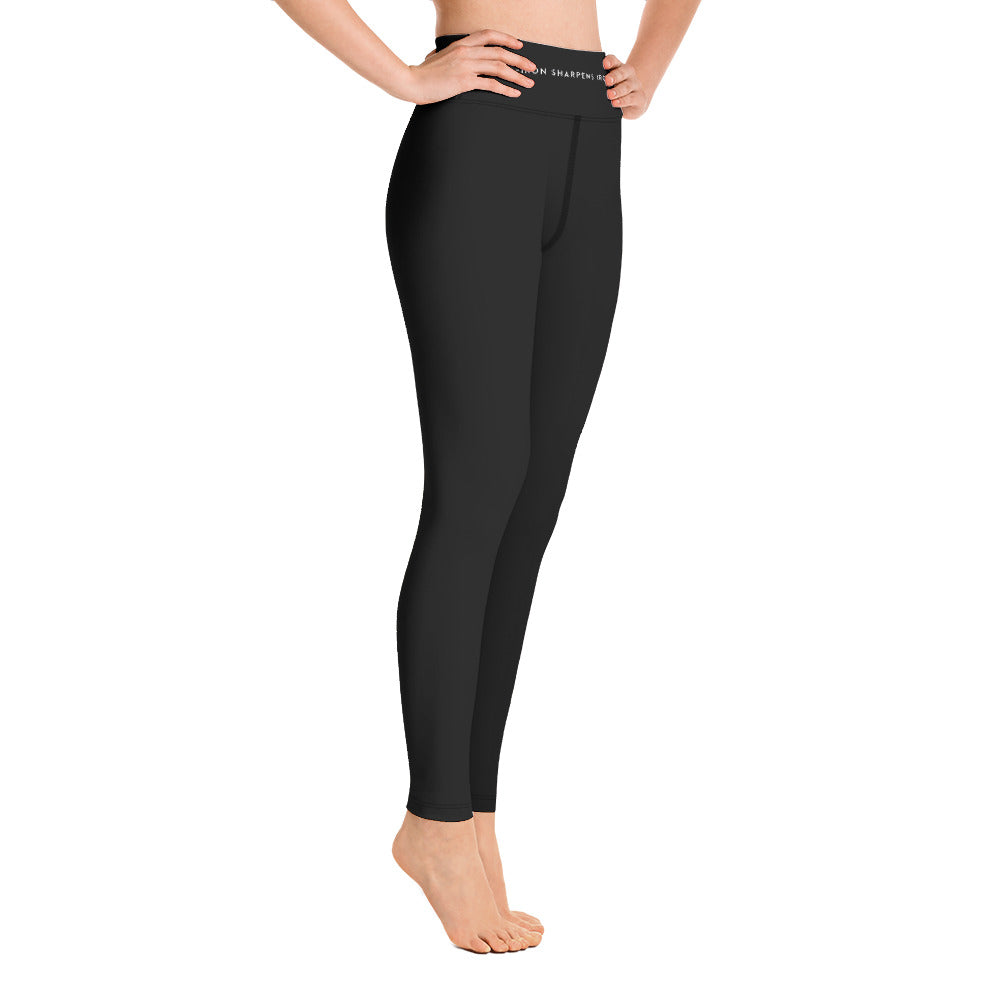 &quot;Iron Sharpens Iron&quot; Women&#39;s Yoga Leggings with Pockets (Black)